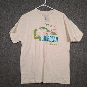 NWT Carnival Cruise White Size Large Unisex T-Shirt with The Caribbean Islands